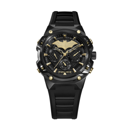 Set Reloj + Pulsera POLICE Crusader Hombre - Edición Limitada BATMAN - Murciélago Dorado e IP Negro | 5 ATM | PEWGQ0089902-SET