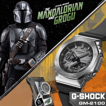 Reloj G-SHOCK x Star Wars Hombre - Edición Especial The Mandalorian & Grogu - Estructura Core Guard | 20 ATM | GM-2100-1AER-MAN