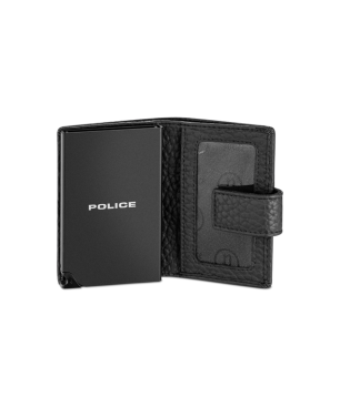 Cartera POLICE Hombre - Tarjetero Automático de Cuero Negro con Textura - Protección RFID | PELGD2206917