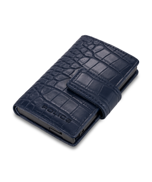 Cartera POLICE Hombre - Tarjetero Automático de Piel Azul con Textura Cocodrilo - Protección RFID | PELGD2206918