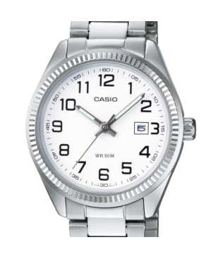 Reloj CASIO Hombre -  Analógico Correa Acero Inoxidable y Esfera Blanca | 5 ATM | LTP-1302PD-7BVEG