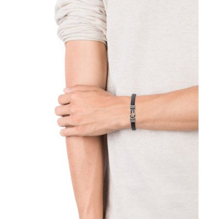 Pulsera VICEROY Beat Hombre - Piel Trenzada Color Negro - Nudo Central de Acero | 21,5 cm | 1304P01010