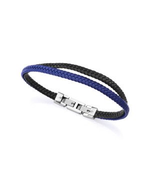 Pulsera VICEROY Magnum Hombre - Doble Piel Trenzada Azul y Negro con Cierre de Acero | 19.5-21 cm | 15168P01013