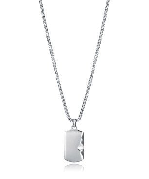 Collar VICEROY Beat Hombre - Cadena con Colgante Placa de Acero Plateado | 55 +5 cm | 14390C01000