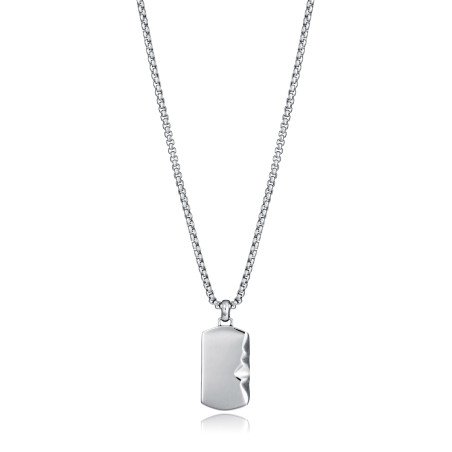 Collar VICEROY Beat Hombre - Cadena con Colgante Placa de Acero Plateado | 55 +5 cm | 14390C01000