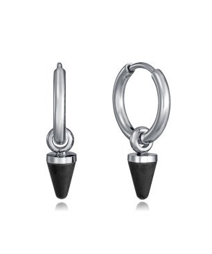Pendientes VICEROY Beat Hombre - Aros de Acero con Colgante Cono IP Negro | 1,4cm | 14387E01010