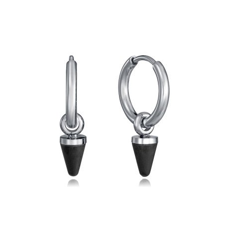Pendientes VICEROY Beat Hombre - Aros de Acero con Colgante Cono IP Negro | 1,4cm | 14387E01010
