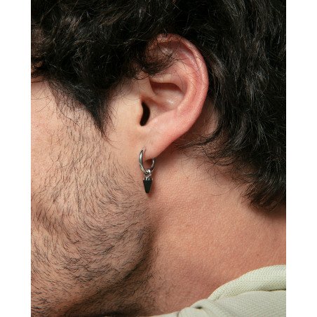 Pendientes VICEROY Beat Hombre - Aros de Acero con Colgante Cono IP Negro | 1,4cm | 14387E01010