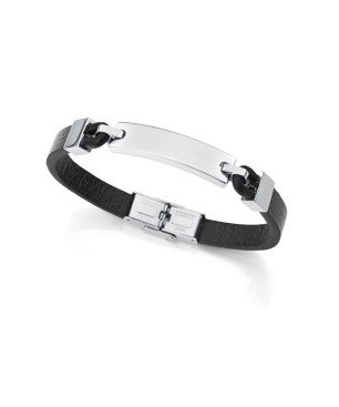 Pulsera VICEROY Magnum Hombre - Placa de Acero y Piel Marrón Oscuro | 21,5 cm | 15170P01011