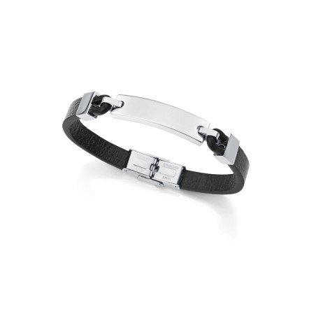 Pulsera VICEROY Magnum Hombre - Placa de Acero y Piel Marrón Oscuro | 21,5 cm | 15170P01011