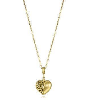 Collar VICEROY Love Mujer - Cadena de Acero IP Dorado con Colgante de Corazón con Interior | 42 +3 cm | 75436C01012
