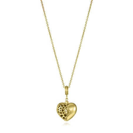Collar VICEROY Love Mujer - Cadena de Acero IP Dorado con Colgante de Corazón con Interior | 42 +3 cm | 75436C01012