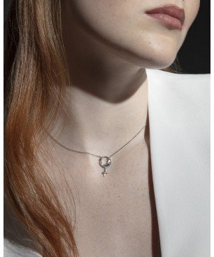 Collar VICEROY Trend Mujer - Plata de Ley con Baño de Rodio - Colgante Luna con Estrellas y Circonitas | 42 +3 cm | 13225C000-30