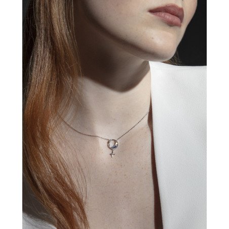 Collar VICEROY Trend Mujer - Plata de Ley con Baño de Rodio - Colgante Luna con Estrellas y Circonitas | 42 +3 cm | 13225C000-30