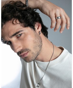 Pendientes VICEROY Beat Hombre - Aros de Acero con Acabado Plateado e IP Negro | 1,6 cm | 14373E01010