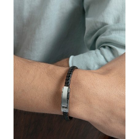 Pulsera VICEROY Air Hombre - Piel Trenzada Color Marrón y Negro - Cierre de Acero | 21,5 cm | 75444P01010