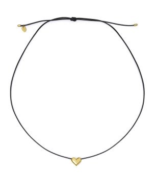 Collar VICEROY Trend Mujer - Cordón de Algodón - Colgante de Corazón Plata de Ley Bañado en Oro | Max 60 cm | 13264C100-95