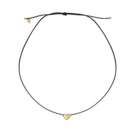 Collar VICEROY Trend Mujer - Cordón de Algodón - Colgante de Corazón Plata de Ley Bañado en Oro | Max 60 cm | 13264C100-95