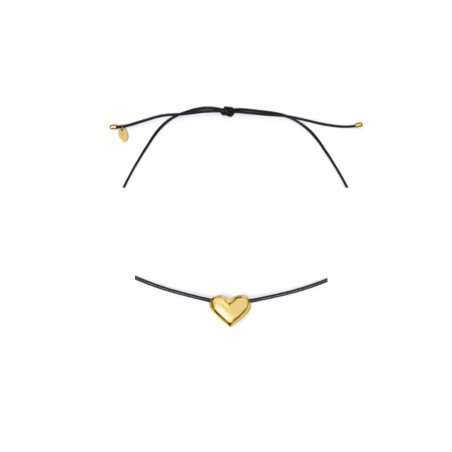 Collar VICEROY Trend Mujer - Cordón de Algodón - Colgante de Corazón Plata de Ley Bañado en Oro | Max 60 cm | 13264C100-95