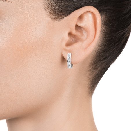 Pendientes VICEROY Mujer - Aros Tipo Criolla de Plata de Ley y Circonitas | 13mm | 21009E000-30