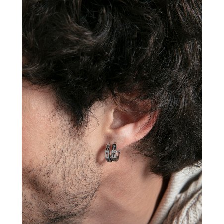 Pendientes VICEROY Beat Hombre - Aros de Acero Tipo Criolla con Diseño de Cruces Caladas | 1,4cm | 14376E01000