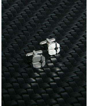 Gemelos VICEROY Magnum Hombre - Acero Plateado con Placa y Detalle de Circonita Negra | 1,2 cm | 14388G01000