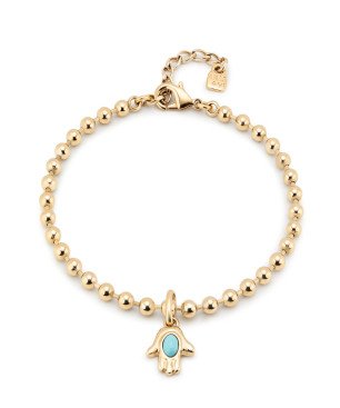 Tobillera UNOde50 Hazte UNO Mujer - Cadena con Cuentas de Acero Baño en Oro 18K - Charm NO Incluido | 22-25 cm | TOB0030ORO0000U