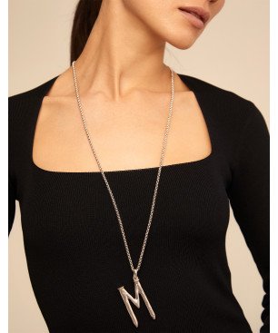 Charm UNOde50 Unisex - Letra M de Acero Bañado en Plata de Ley | CHA0013MTL0000U