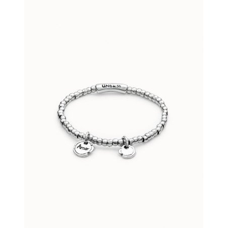 Collar UNOde50 Amor Sellado Mujer - Cuentas de Acero con Plata de Ley y Dobre Charm | PUL1596MTL0000L
