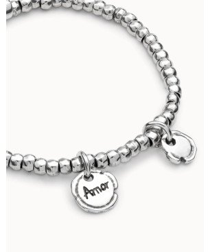 Collar UNOde50 Amor Sellado Mujer - Cuentas de Acero con Plata de Ley y Dobre Charm | PUL1596MTL0000L