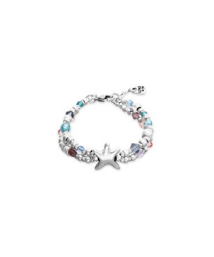 Pulsera UNOde50 Prisma Mujer - Elástica con Cristales y Cuentas de Acero Baño en Plata - Detalle Estrella | PUL2658MCLMTL0M