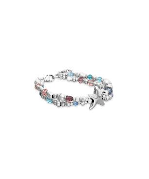 Pulsera UNOde50 Prisma Mujer - Elástica con Cristales y Cuentas de Acero Baño en Plata - Detalle Estrella | PUL2658MCLMTL0M