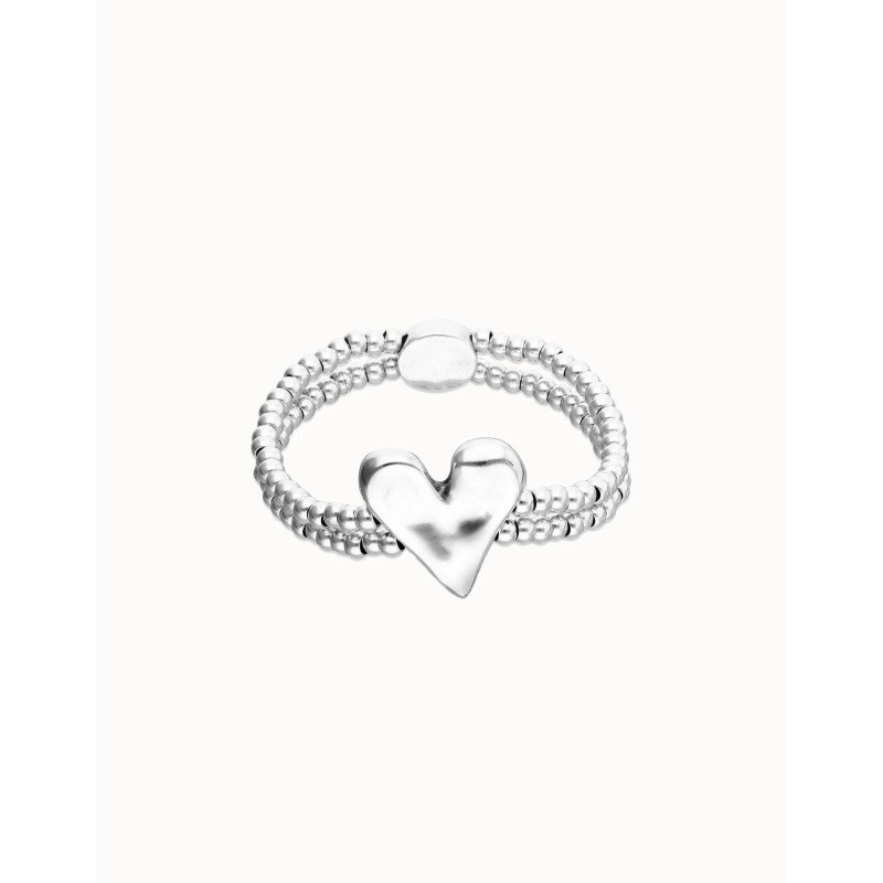Pulsera UNOde50 Pálpito Mujer - Elástica Doble de Acero Bañada en Plata - Cuentas y Detalle Corazón | TALLA M | PUL2637MTL0000M Pulsera UNOde50 Pálpito Mujer - Elástica Doble de Acero Bañada en Plata - Cuentas y Detalle Corazón | TALLA M | PUL2637MTL0000M