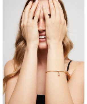 Pulsera UNOde50 Hazte UNO Mujer - Cadena con Bolitas de Acero Bañada en Oro 18k | TALLA L | PUL2502ORO0000L