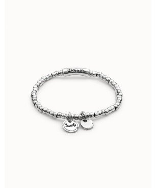 Pulsera UNOde50 Suerte Mujer - Elástica Cuentas de Acero Baño en Plata de Ley - Charms Integrados | TALLA L | PUL1597MTL0000L