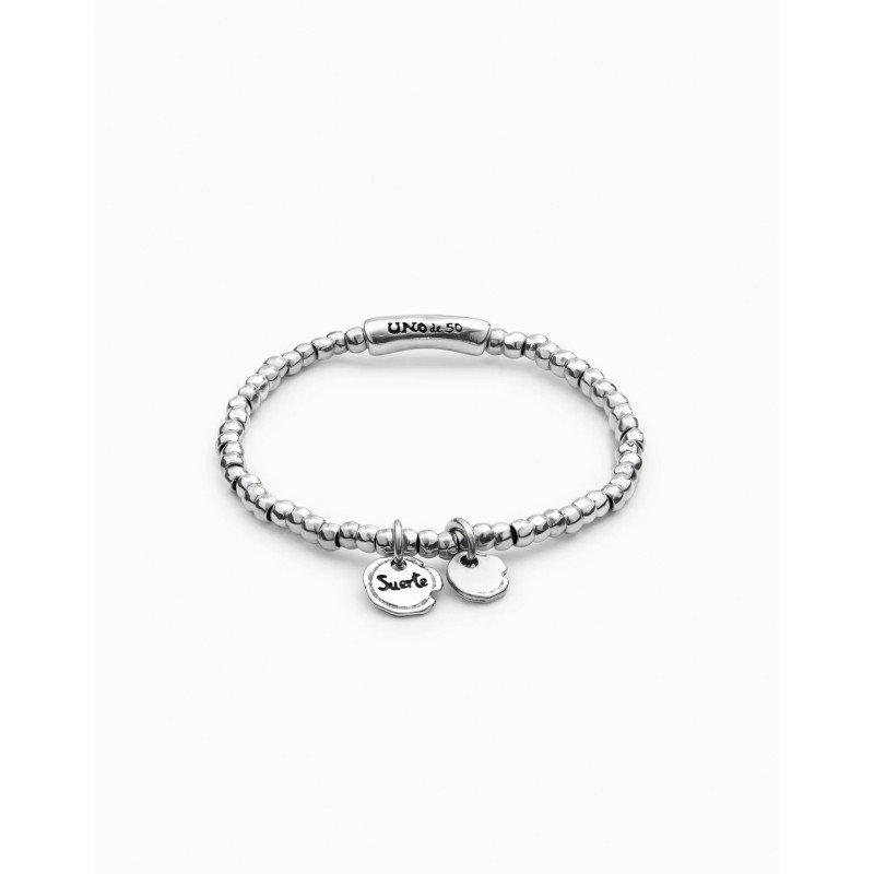 Pulsera UNOde50 Suerte Mujer - Elástica Cuentas de Acero Baño en Plata de Ley - Charms Integrados | TALLA L | PUL1597MTL0000L Pulsera UNOde50 Suerte Mujer - Elástica Cuentas de Acero Baño en Plata de Ley - Charms Integrados | TALLA L | PUL1597MTL0000L