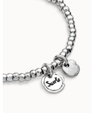 Pulsera UNOde50 Suerte Mujer - Elástica Cuentas de Acero Baño en Plata de Ley - Charms Integrados | TALLA L | PUL1597MTL0000L