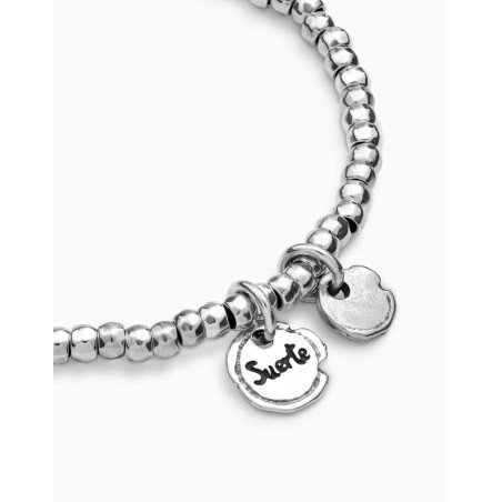 Pulsera UNOde50 Suerte Mujer - Elástica Cuentas de Acero Baño en Plata de Ley - Charms Integrados | TALLA L | PUL1597MTL0000L