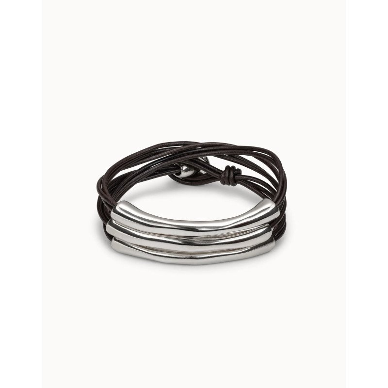 Pulsera UNOde50 Clásicos Cuero Unisex - Acero Bañado en Plata de Ley con Tiras de Cuero Marrón | TALLA M | PUL0856MARMTL0M Pulsera UNOde50 Clásicos Cuero Unisex - Acero Bañado en Plata de Ley con Tiras de Cuero Marrón | TALLA M | PUL0856MARMTL0M