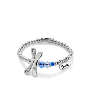 Pulsera UNOde50 Ser Rebelde Mujer - Bolas y Libélula Acero Baño en Plata de Ley - Cristales azules | TALLA L | PUL2475AZUMTL0L