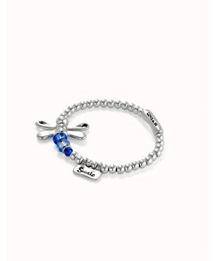 Pulsera UNOde50 Ser Rebelde Mujer - Bolas y Libélula Acero Baño en Plata de Ley - Cristales azules | TALLA L | PUL2475AZUMTL0L