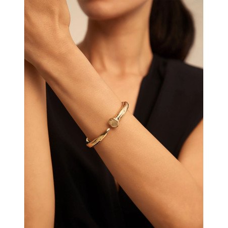 Brazalete UNOde50 Mujer con Forma de Clavo Bañado en Oro de 18 Quilates Dorado PUL1821ORO0000L
