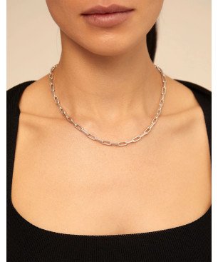 Collar UNOde50 Hazte Uno Mujer - Cadena Corta de Eslabones Acero Bañada en Plata de Ley - Charm NO Incluido | COL1608MTL0000U