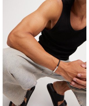 Pulsera UNOde50 Ser Natural Hombre -  Cuero con Cierre y Pieza Tubular de Acero Bañada en Plata | TALLA XL | PUL2462MARMTLXL