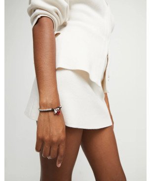 Pulsera UNOde50 Ser Facinante Mujer - Cuero y Bolas Acero Bañadas en Plata de Ley - Cristal Rojo | TALLA L | PUL2527ROJMTL0L