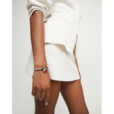 Pulsera UNOde50 Ser Facinante Mujer - Cuero y Bolas Acero Bañadas en Plata de Ley - Cristal Rojo | TALLA L | PUL2527ROJMTL0L