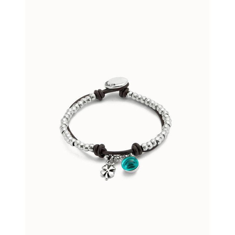 Pulsera UNOde50 Ser Facinante Mujer - Cuero y Bolas Acero Bañadas en Plata de Ley - Cristal Verde | TALLA L | PUL2529VRDMTL0L Pulsera UNOde50 Ser Facinante Mujer - Cuero y Bolas Acero Bañadas en Plata de Ley - Cristal Verde | TALLA L | PUL2529VRDMTL0L