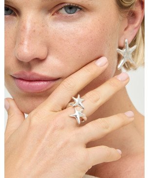 Anillo UNOde50 Starborn Mujer - Estrellas Entrelazadas de Acero Bañadas en Plata | TALLA 15 | ANI0880MTL00015