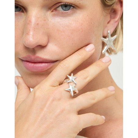 Anillo UNOde50 Starborn Mujer - Estrellas Entrelazadas de Acero Bañadas en Plata | TALLA 15 | ANI0880MTL00015