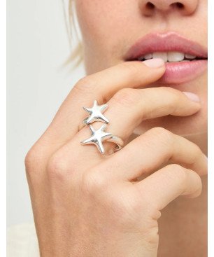 Anillo UNOde50 Starborn Mujer - Estrellas Entrelazadas de Acero Bañadas en Plata | TALLA 15 | ANI0880MTL00015
